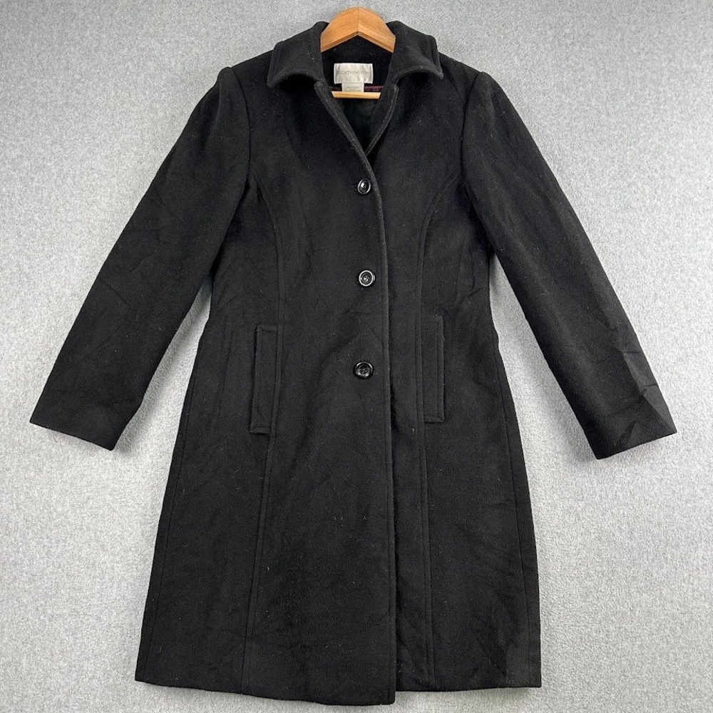 Worthington‎ Womens Black Wool Blend Long Peacoat Overcoat Jacket Small RN50411